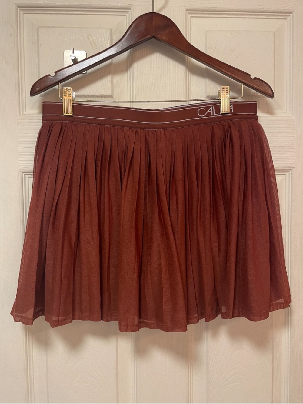 CALIA Court Collection Pleated Mesh Skort Red Brown High Rise Womens XL EUC